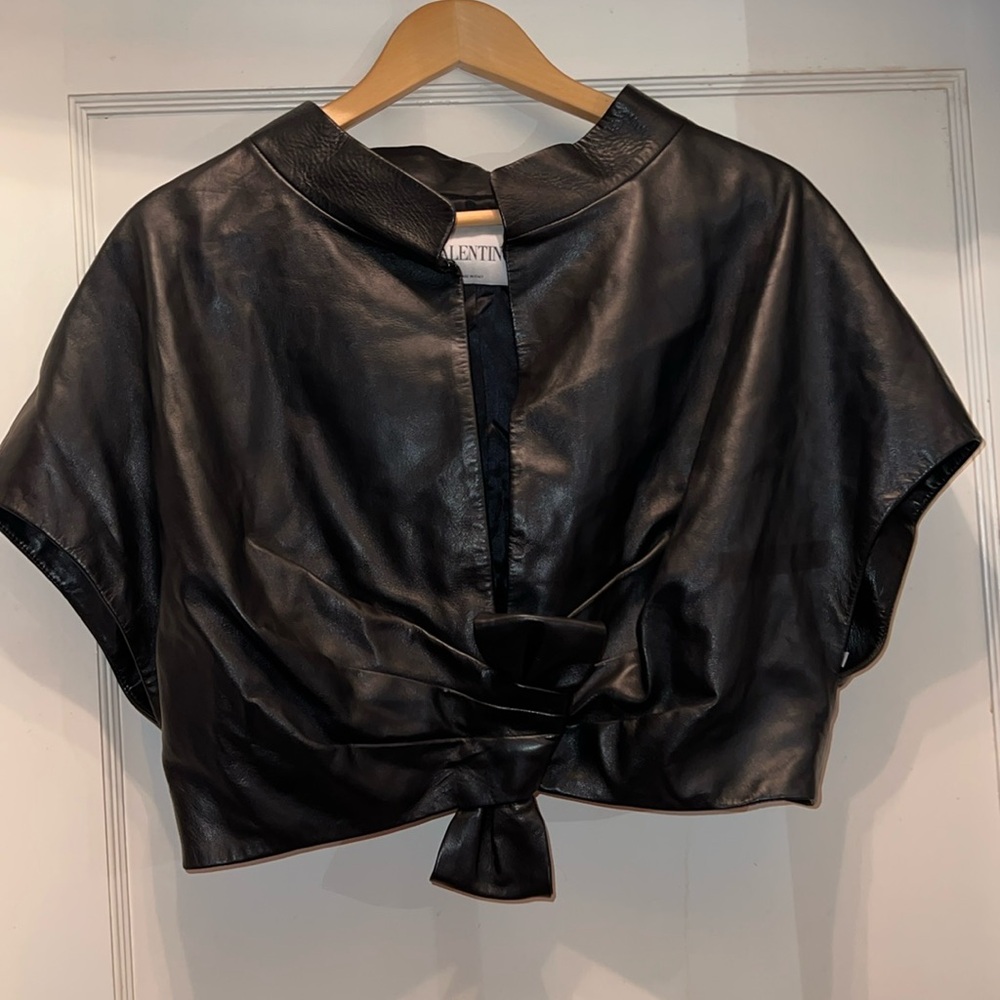 Valentino Lambskin & Silk lining cropped top size 10